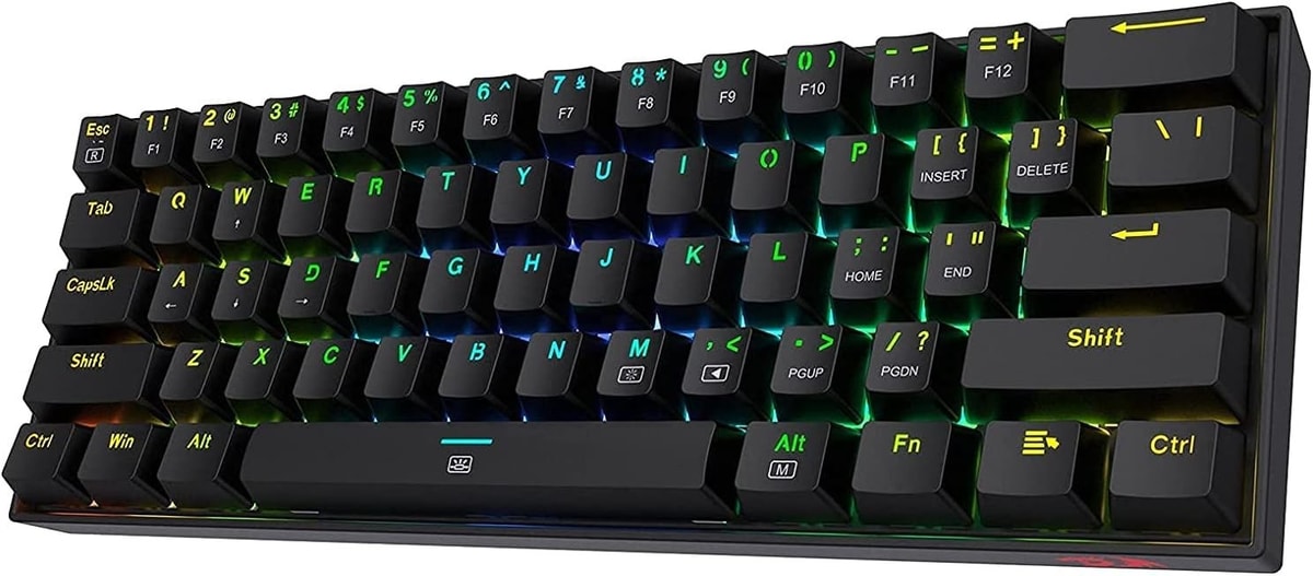 Redragon K630 Dragonborn 60% Wired RGB Gaming Keyboard, 61 Red Switch, Black