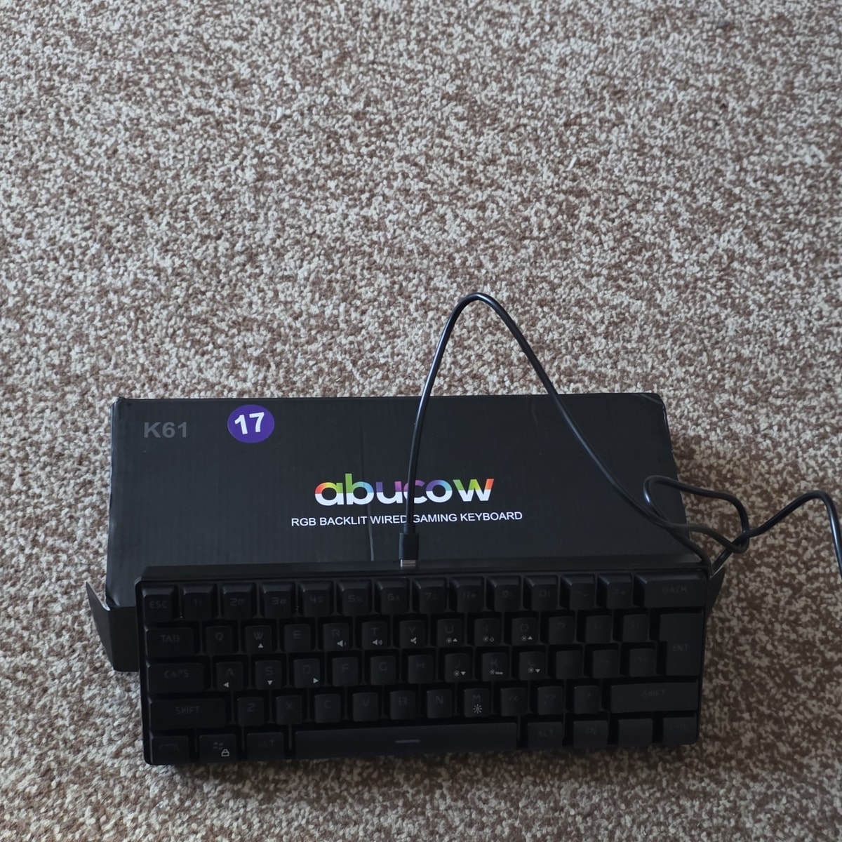 abuow K61 RGB Backlit Illuminated Wired Gaming Keyboard QWERTY English Black