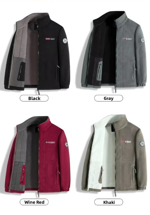 Men's Thick Cotton Jacket Fleece Lined Warm Autumn Winter Stand Collar Outerwear