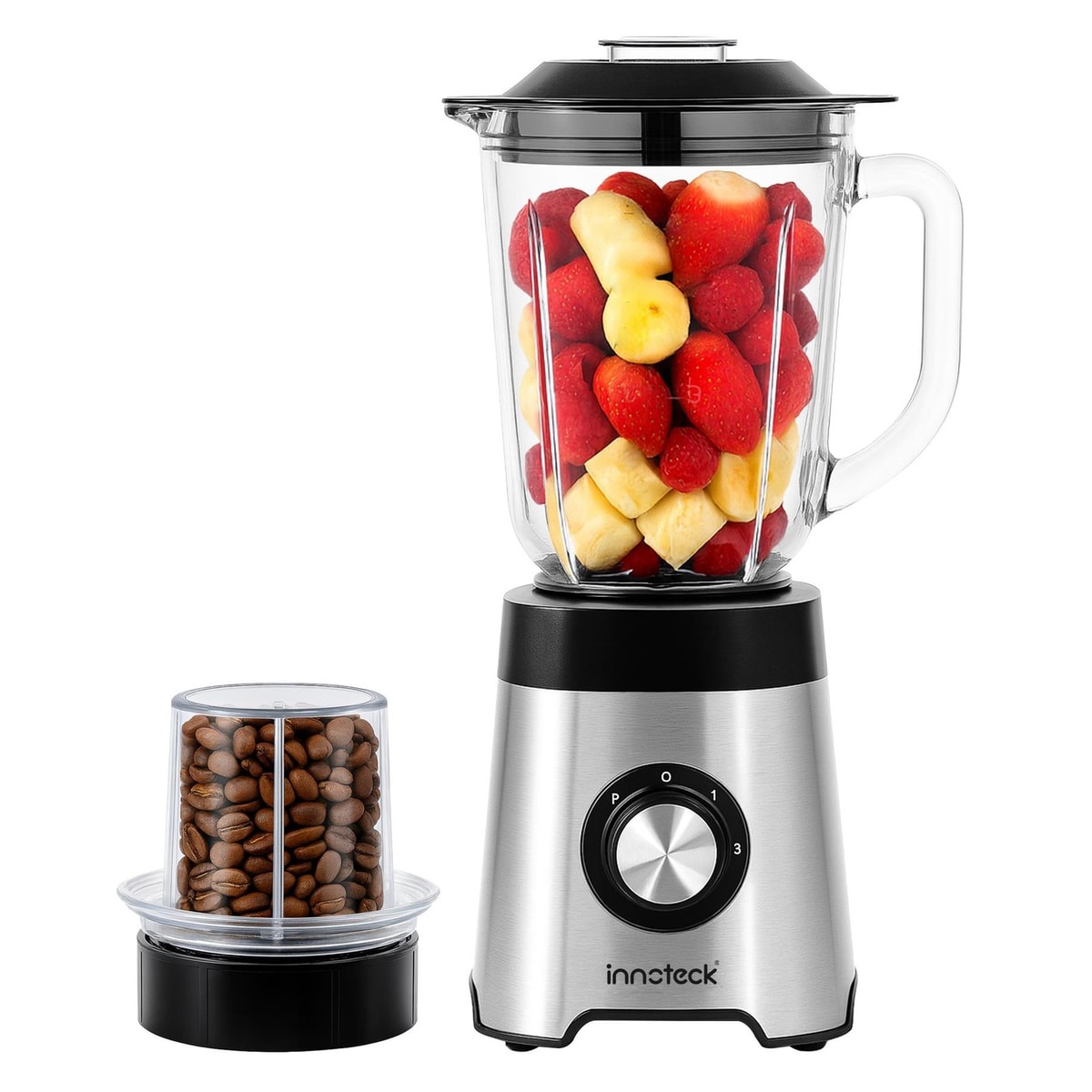 Innoteck 1.5L Blender with Bean Grinder and Glass Jug 500W