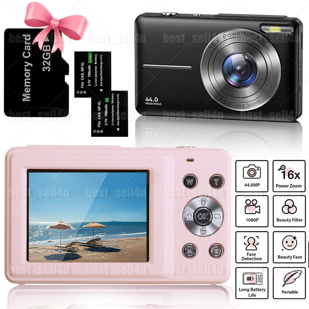 Digital Camera HD 1080P 44MP 2.4'' LCD Display Screen 16X Zoom Anti-Shake Camera