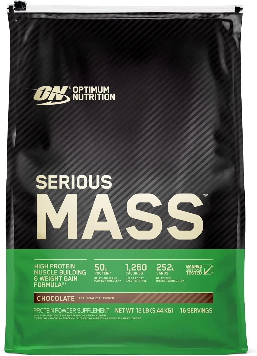 Optimum Nutrition Serious Mass 5.45kg Chocolate Weight Gainer Protein Powder