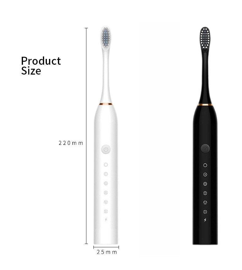 Teeth Whitening super Sonic Electric Toothbrush 4/8 Heads USB Waterproof IPX7 UK