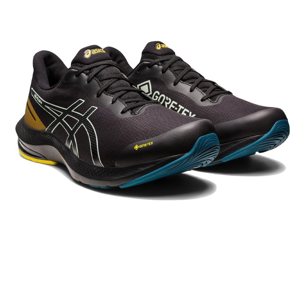 Asics Gel Waterproof Running Shoes Gel Pulse 14 GTX Black / Green Mesh Trainers