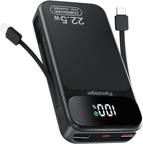 PAMXIEGER 25800mAh Portable Charger 22.5W Power Bank with USB C Cable & Output