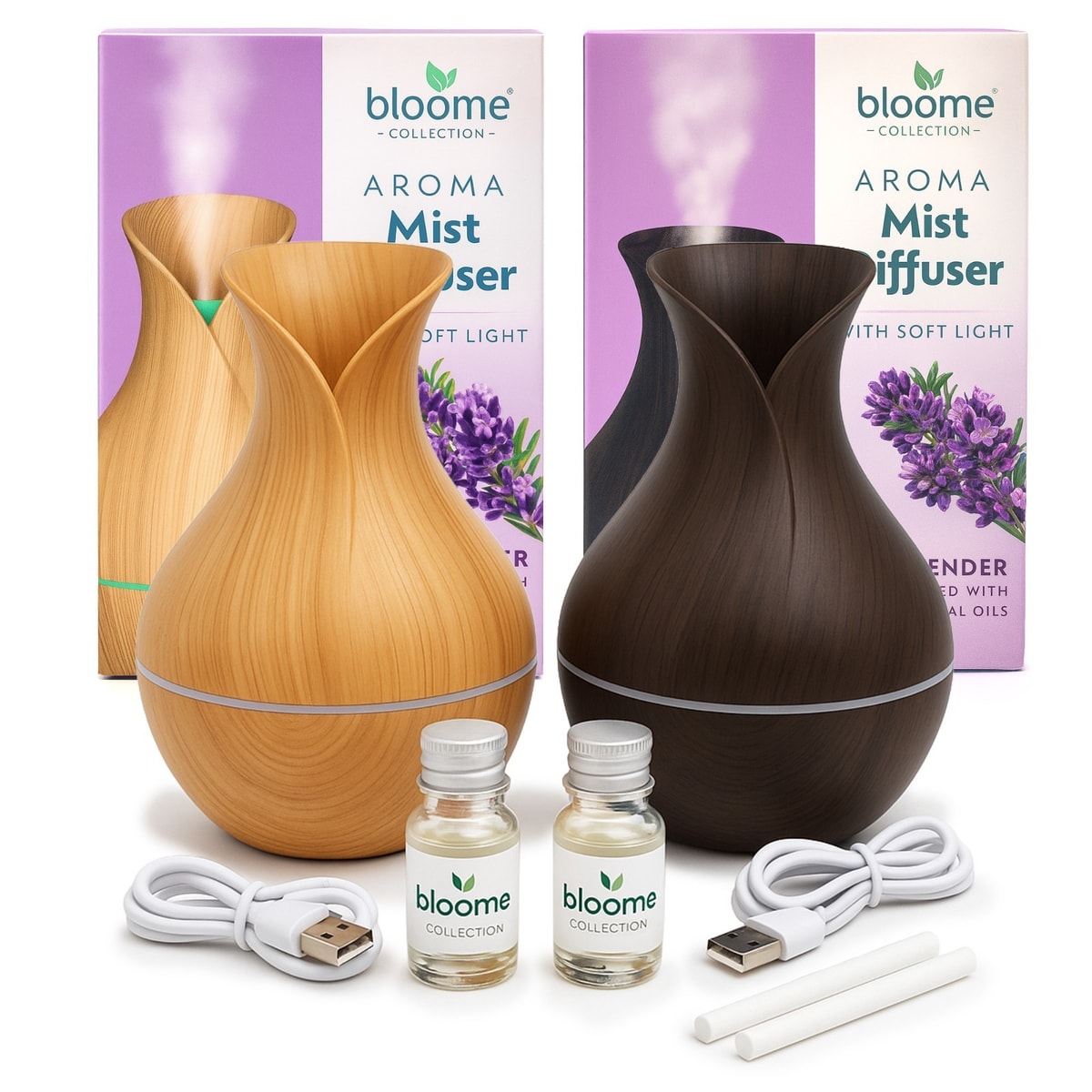 2 Assorted Vase Aroma Mist Lavender Essential Oil Diffuser For Home Aromatherapy