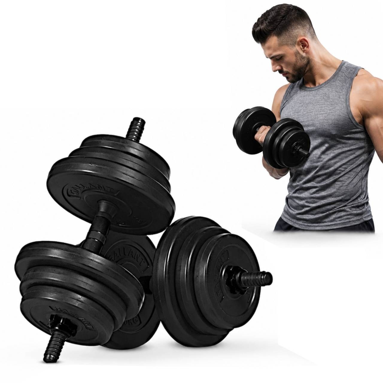 Adjustable Dumbbell Set 10-20kg Weights Barbell Hand Dumbbells Pair Home Fitness