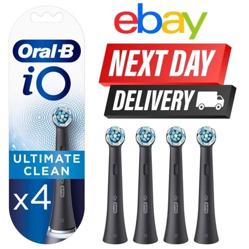Oral-B iO Ultimate Clean Replacement Toothbrush Heads Electric Pack of 4 Black