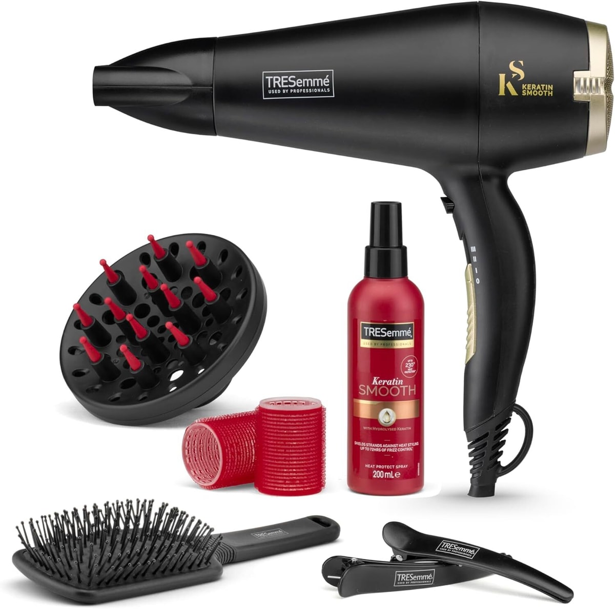 TRESemme Keratin Smooth Hair Dryer Gift Set, 2200W, Diffuser, Brush, Rollers