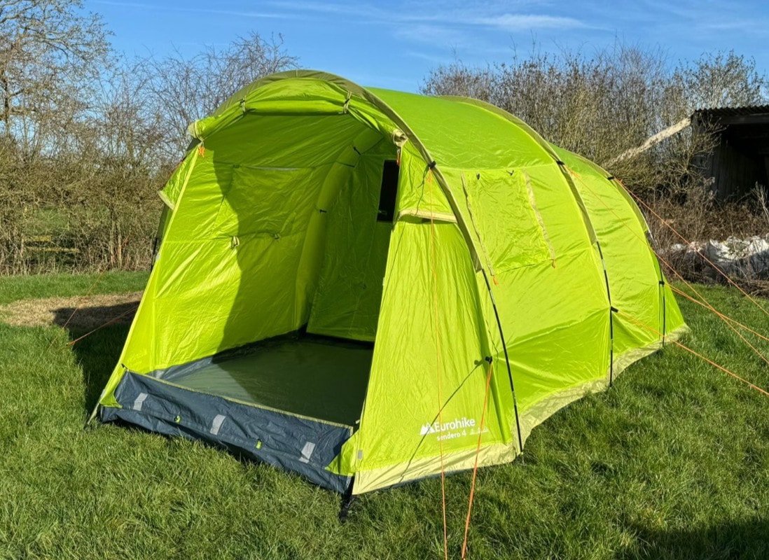 Eurohike Sendero 4 Family Camping Tent 4 Man Waterproof Tunnel Tent Lime
