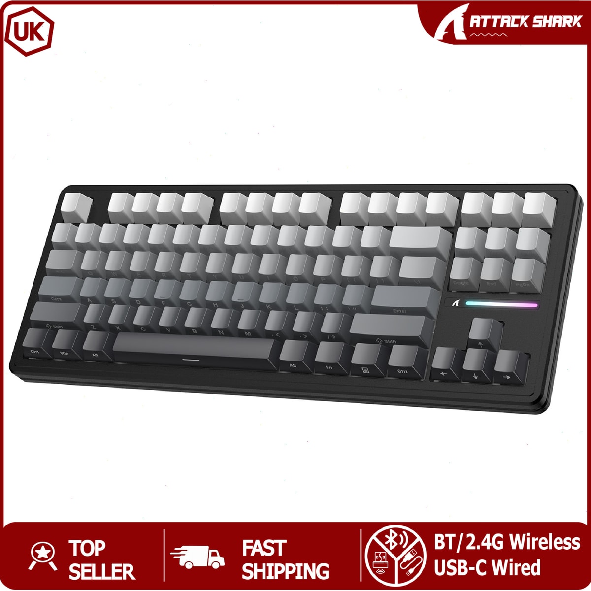 ATTACK SHARK M87 Wireless Gaming Keyboard TKL Bluetooth5.0/2.4G RGB Rechargeable