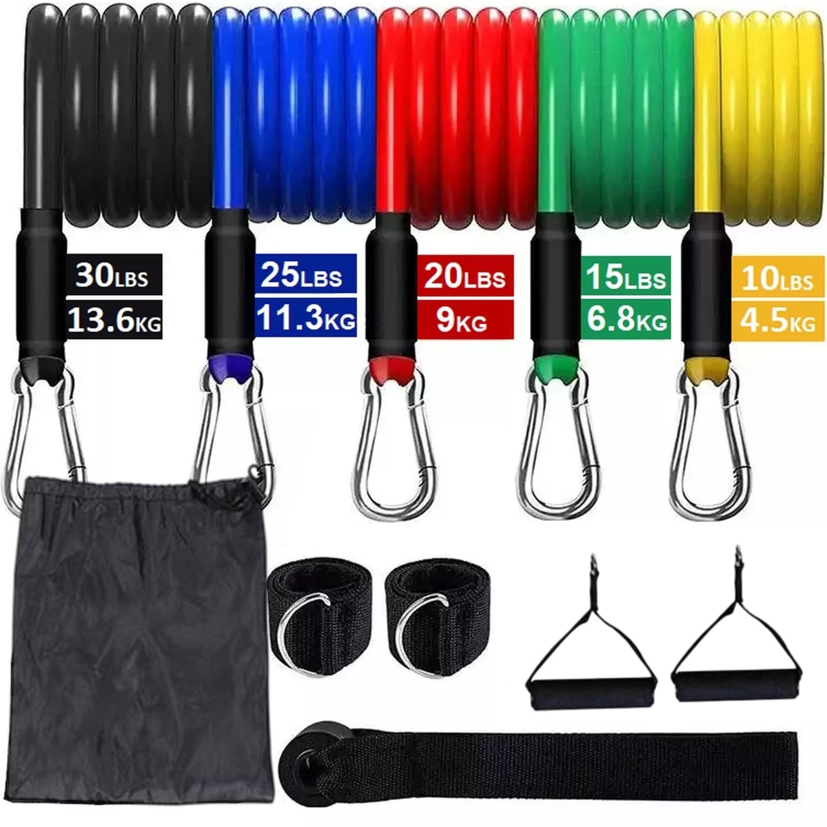 11PCS SET RESISTANCE BANDS WORKOUT EXERCISE CROSSFIT FITNESS YOGA TRAINING TUBES