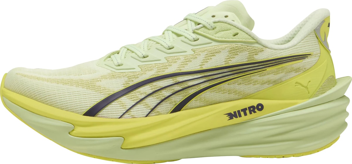 Puma Deviate Nitro 4 Mens Running Shoes Green Cushioned Carbon Comfort Trainers