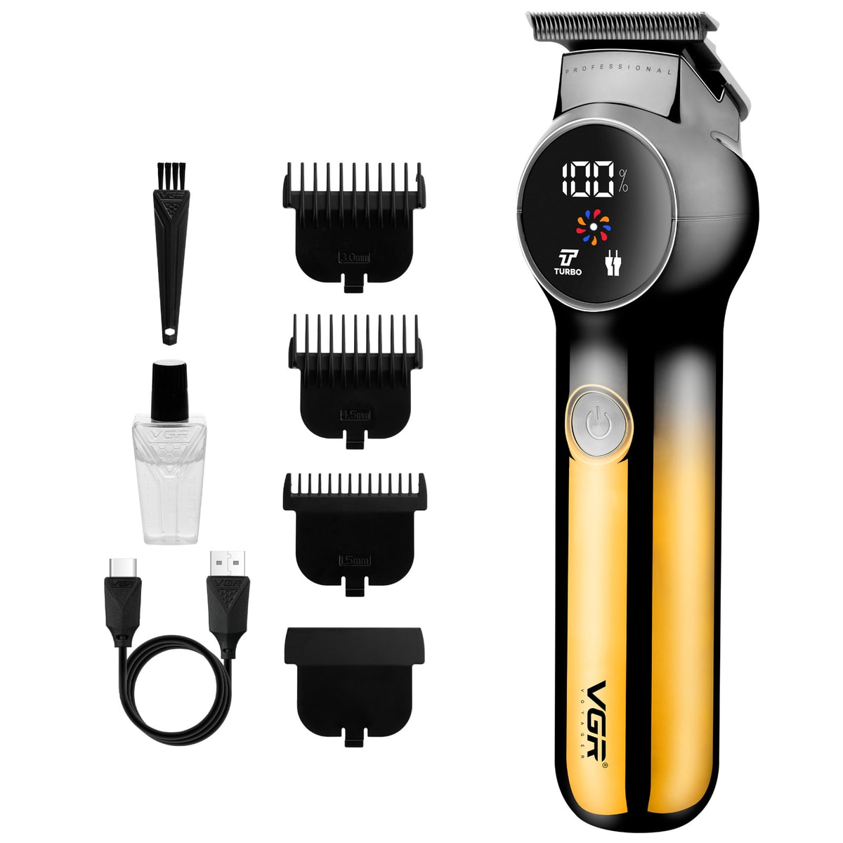 VGR Beard Trimmer Men Cordless Rechargeable USB-C Electric Shaver Hair Trimmers