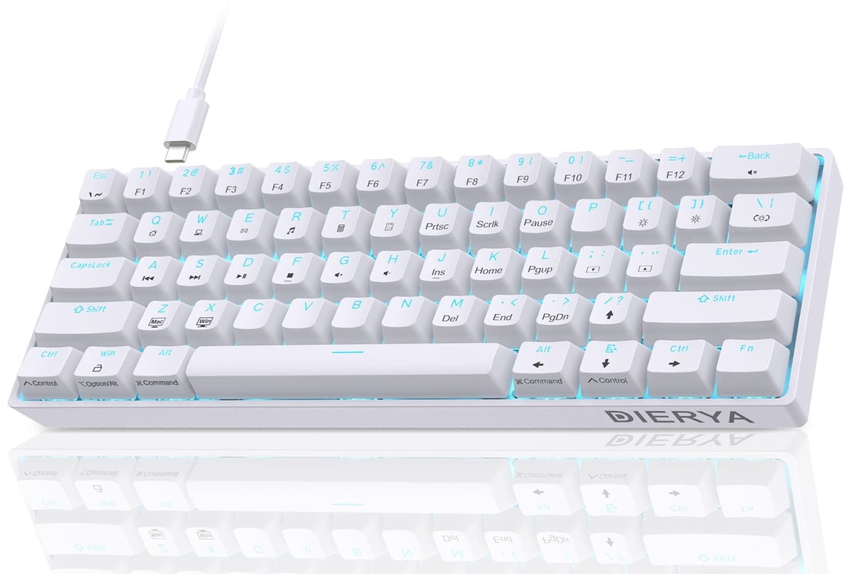 Dierya DK61se Mechanical Gaming Keyboard,60 percent Red Linear Switches,Ice Blue