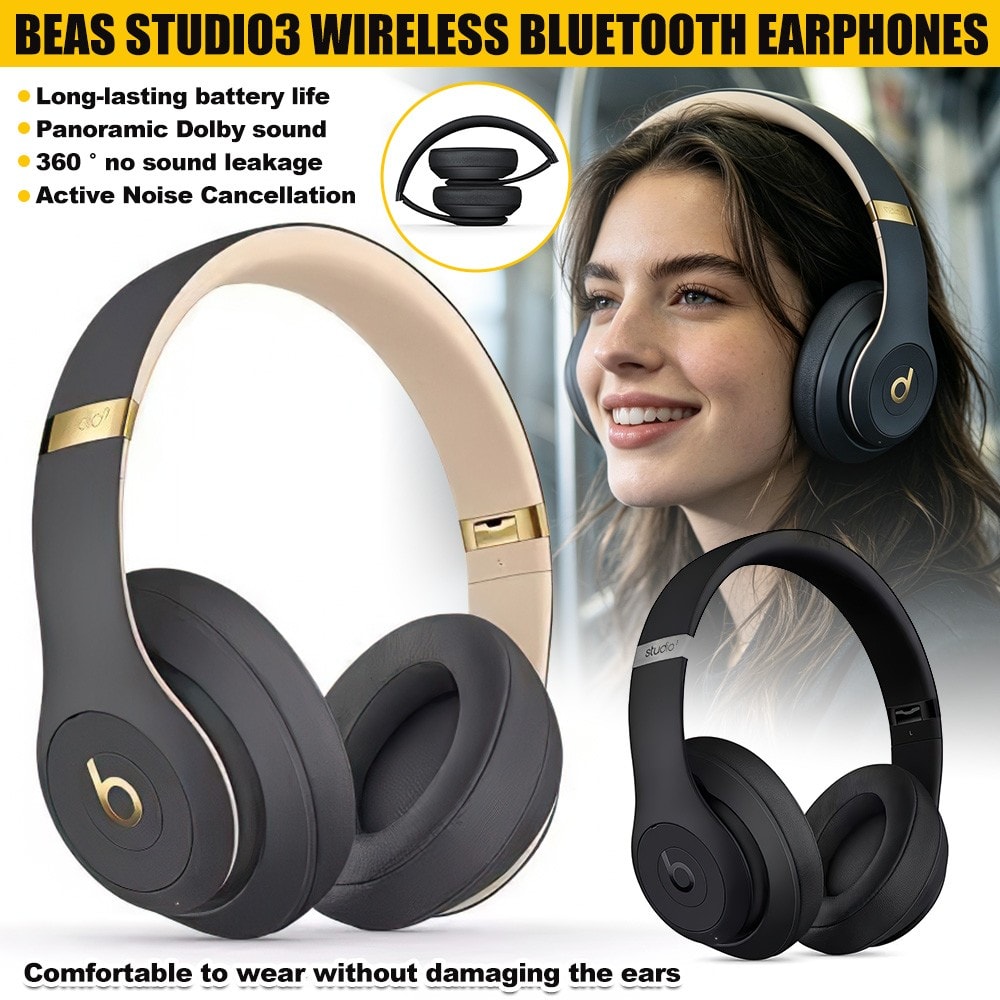 For Beats Studio3 Wireless Noise Cancelling On-Ear Headphones Shadow Gray/Black