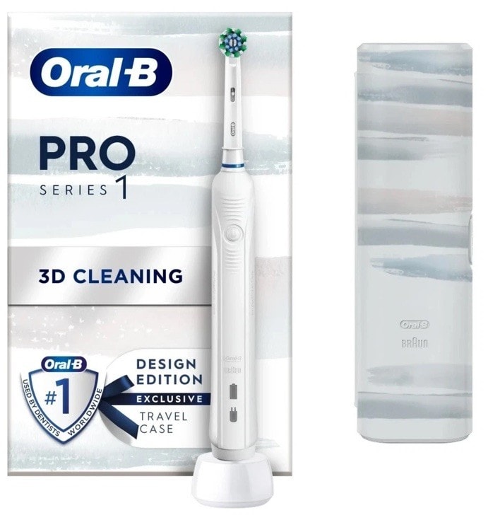 Oral B Pro 1, 680 Cross Action Rechargeable Electric Toothbrush with Travel Case