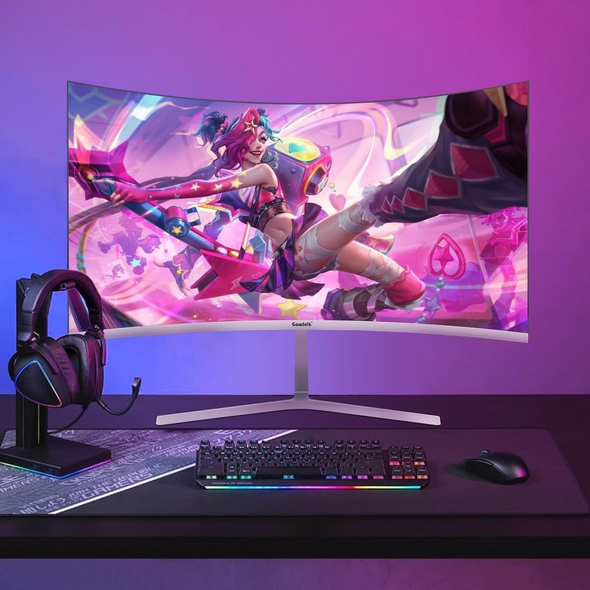 Gawfolk 27" Curved Gaming Monitor – 280Hz | 1ms | Full HD | FreeSync | White