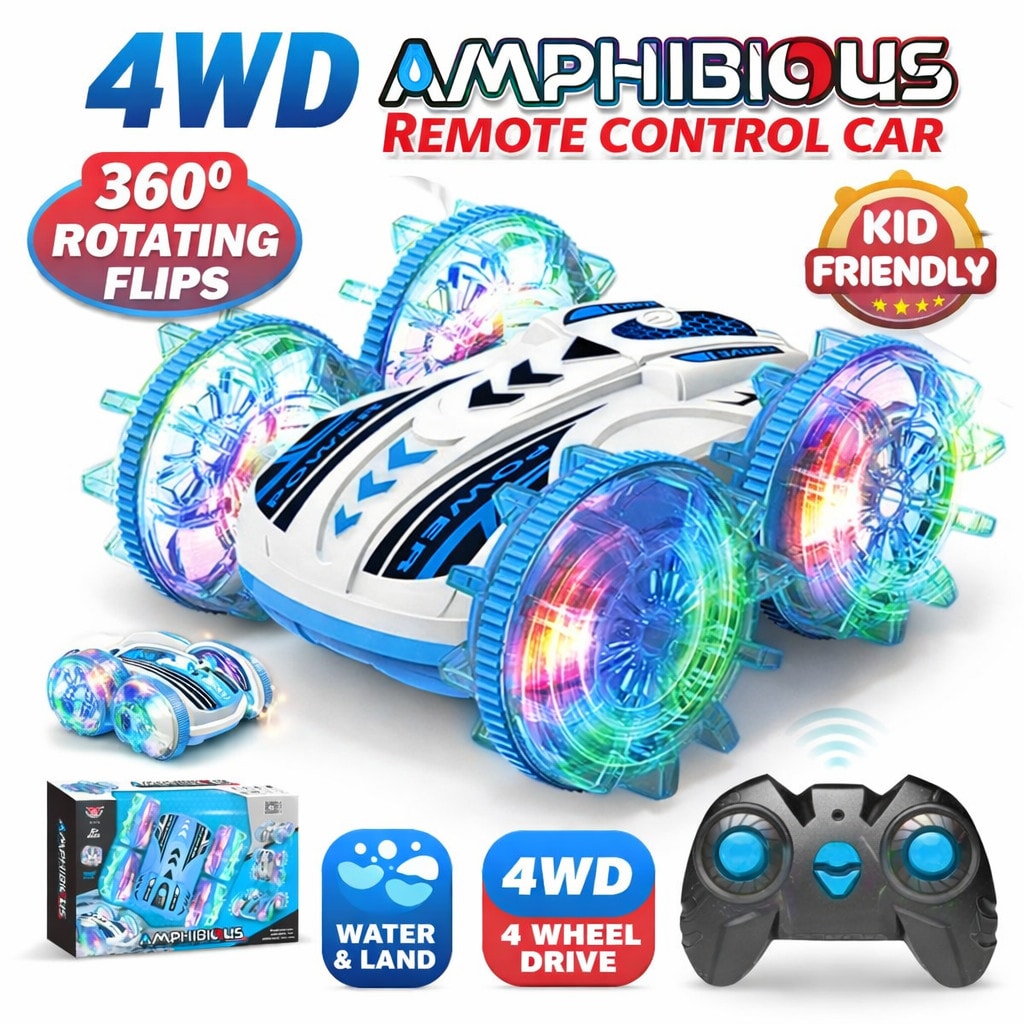4WD Light Up Remote Control Car Stunt RC Car Lights 360° Spin & Auto Drive