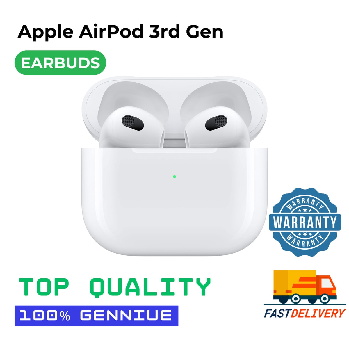 Apple AirPods 3rd Gen - White Wireless Earbuds - Excellent Refurbished
