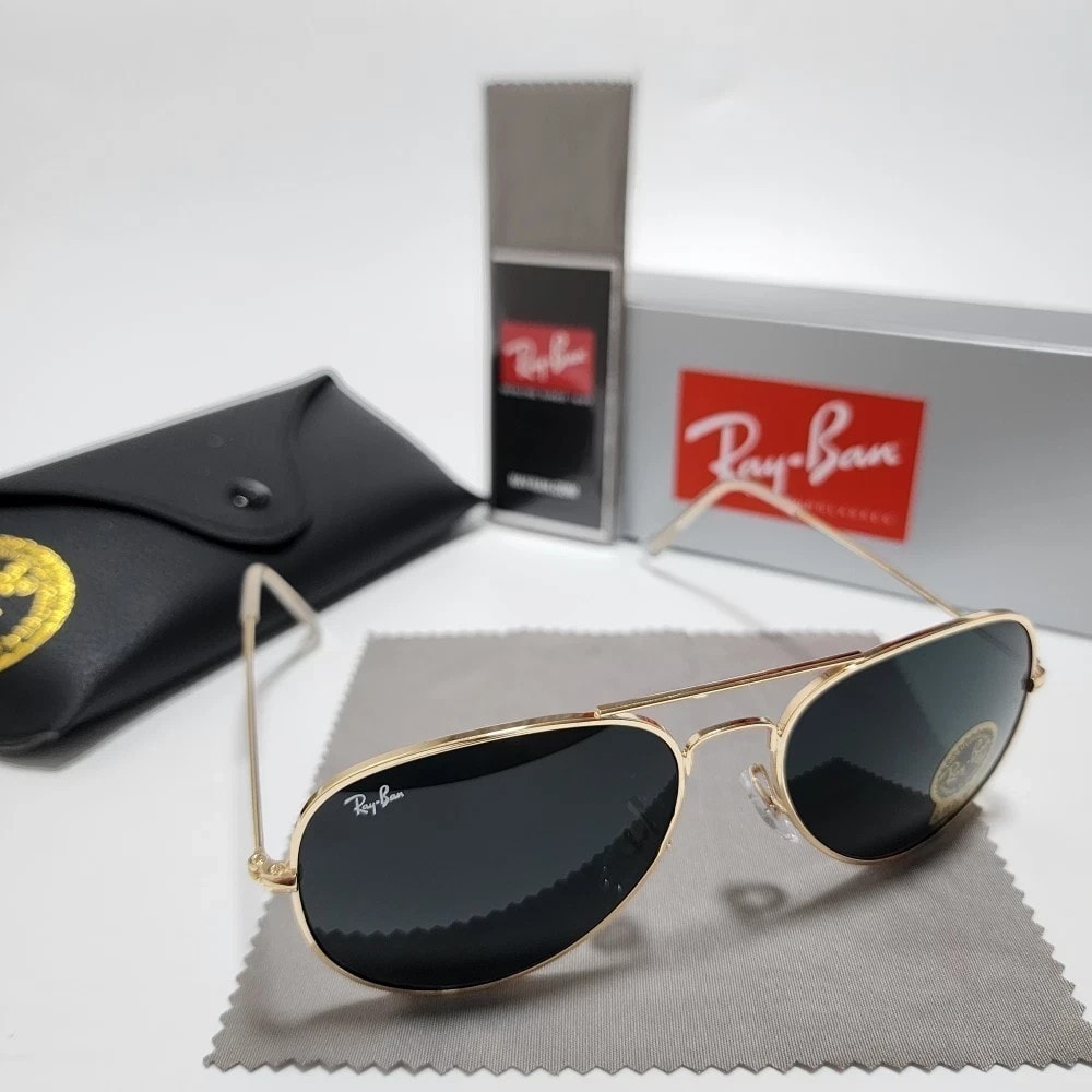Ray-Ban RB3025 Aviator Sunglasses Gold Frame Glass Lens 58 mm