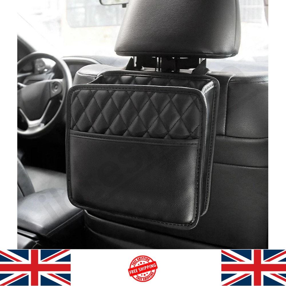1x Leather Car Interior Storage Box Organizer Bag Seat Mount Holder Accessories