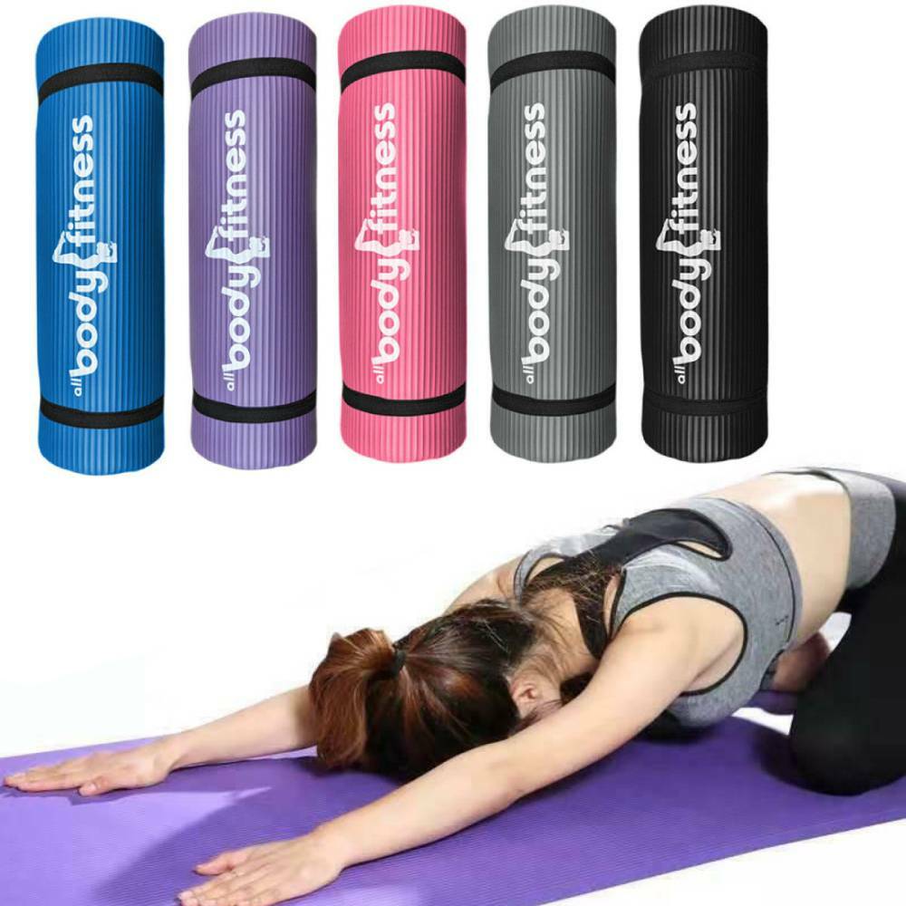 Yoga Mat 15mm Thick Roll Up Home Gym Workout Exercise Fitness Pilates 180cm NBR