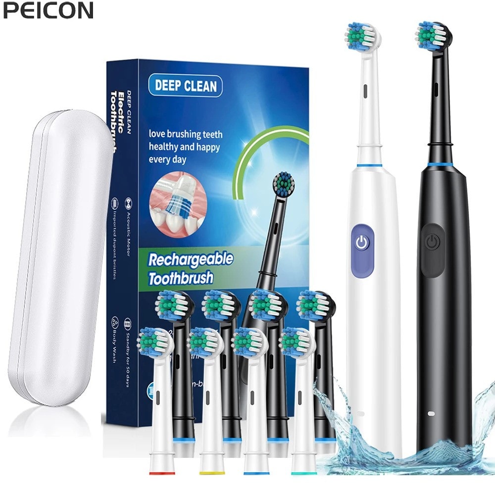 Rechargeable Electric Toothbrush for Adults with 8 Soft Brush Heads
