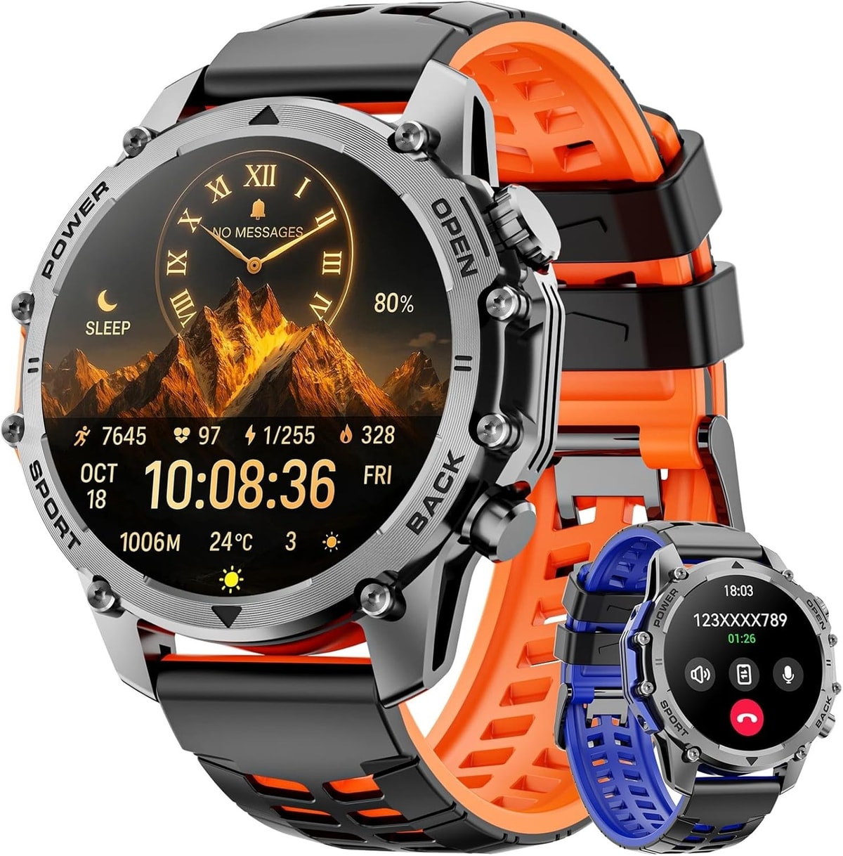 Hwagol Smart Watch 1.52" HD Screen - 110+ Sports Modes / HR / Flashlight