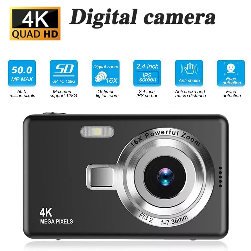 Digital Camera HD 1080P 50 MP 2.4" LCD Display Screen 16X Zoom Anti-Shake Camera