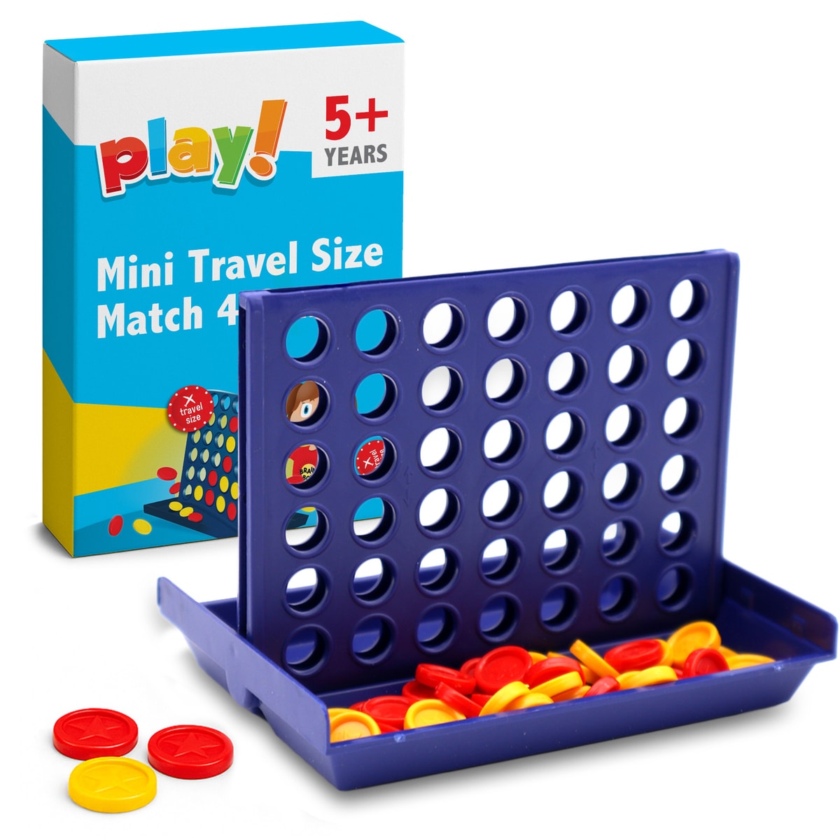 1-4pk Mini Connect 4 in a Row Four Line Travel Board Game Fun Match Kids Family