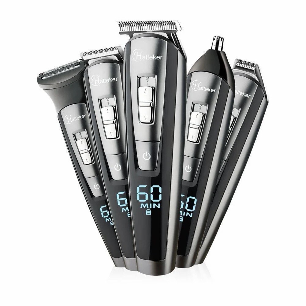 Hatteker Men's Professional Cordless Hair Clipper and Beard Trimmer Kit 5 In 1