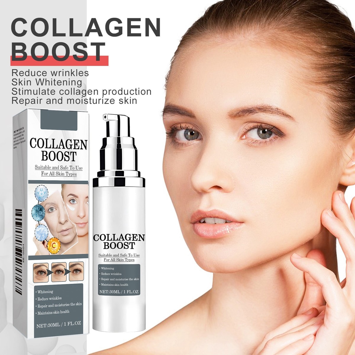 COLLAGEN BOOST HYALURONIC ACID CERAMIDE FACE LIFT SERUM WRINKLE ANTI AGING MASK