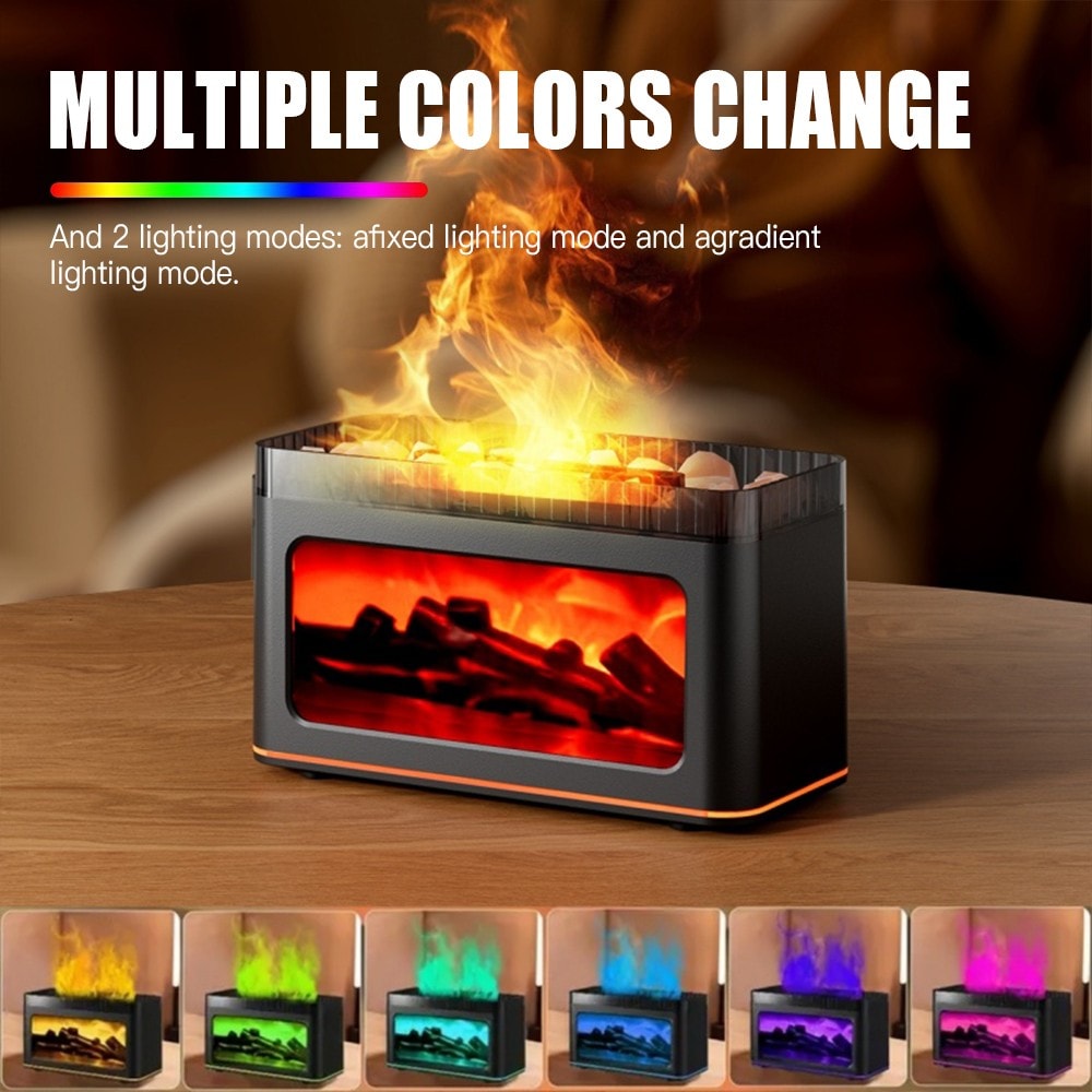 Fireplace Flame LED Essential Oil Diffuser Aroma Aromatherapy Air Humidifier New