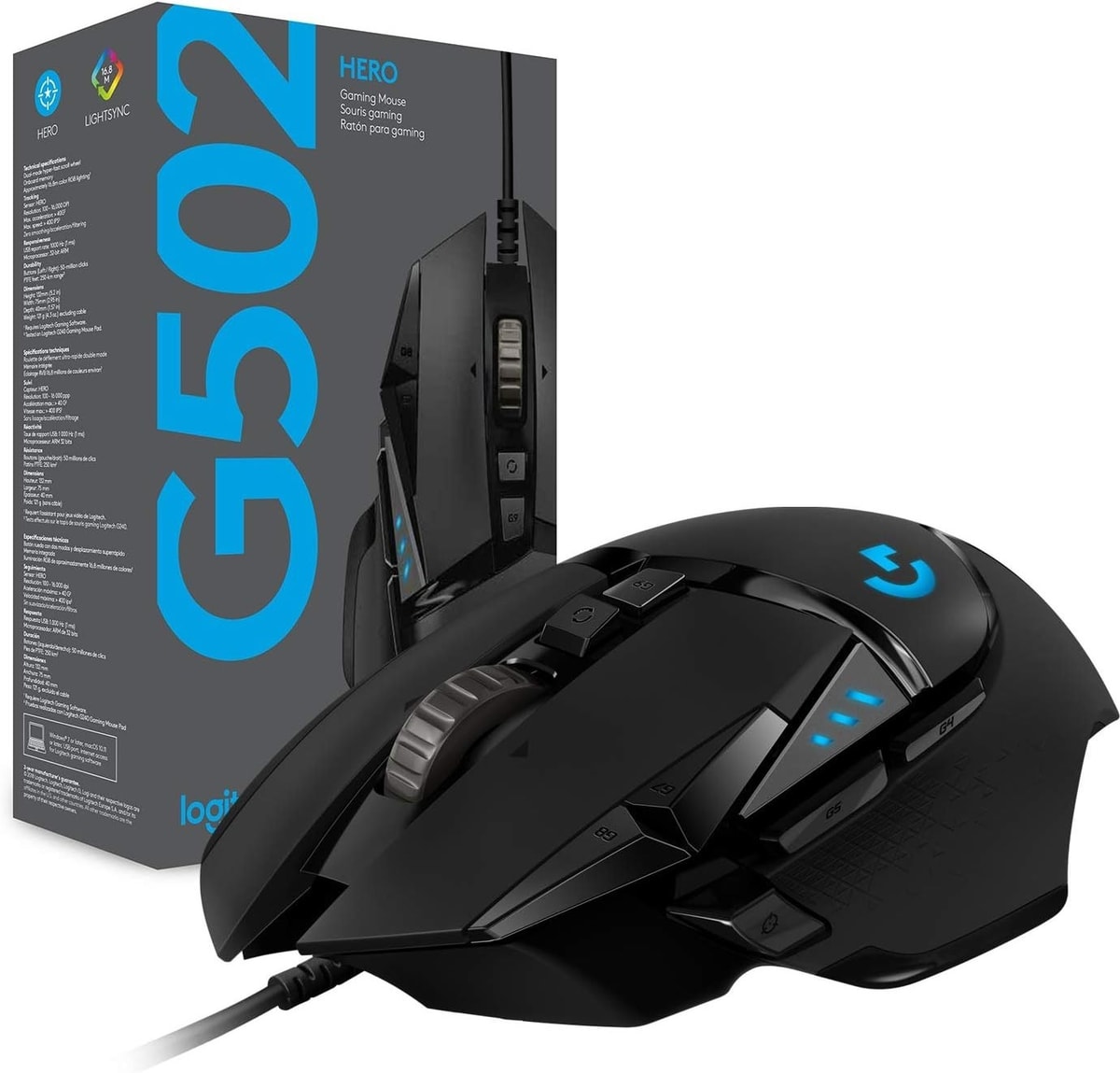 Logitech G502 HERO LIGHTSYNC RGB Performance Wired Gaming Mouse Hero 25K Sensor
