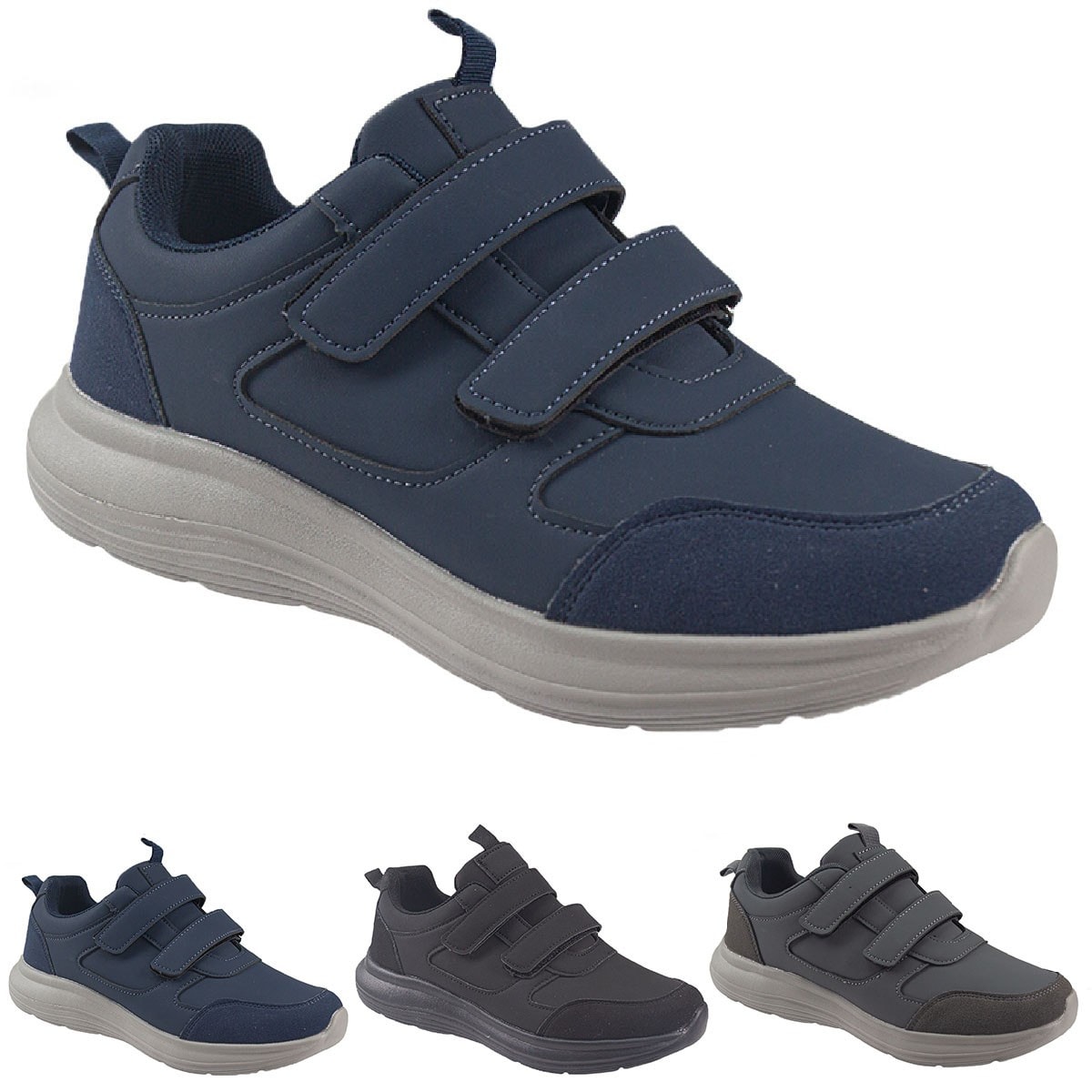 MENS CASUAL TRAINERS STRAP WALKING LIGHTWEIGHT RUNNING SPORTS GYM SHOES SIZE BOY