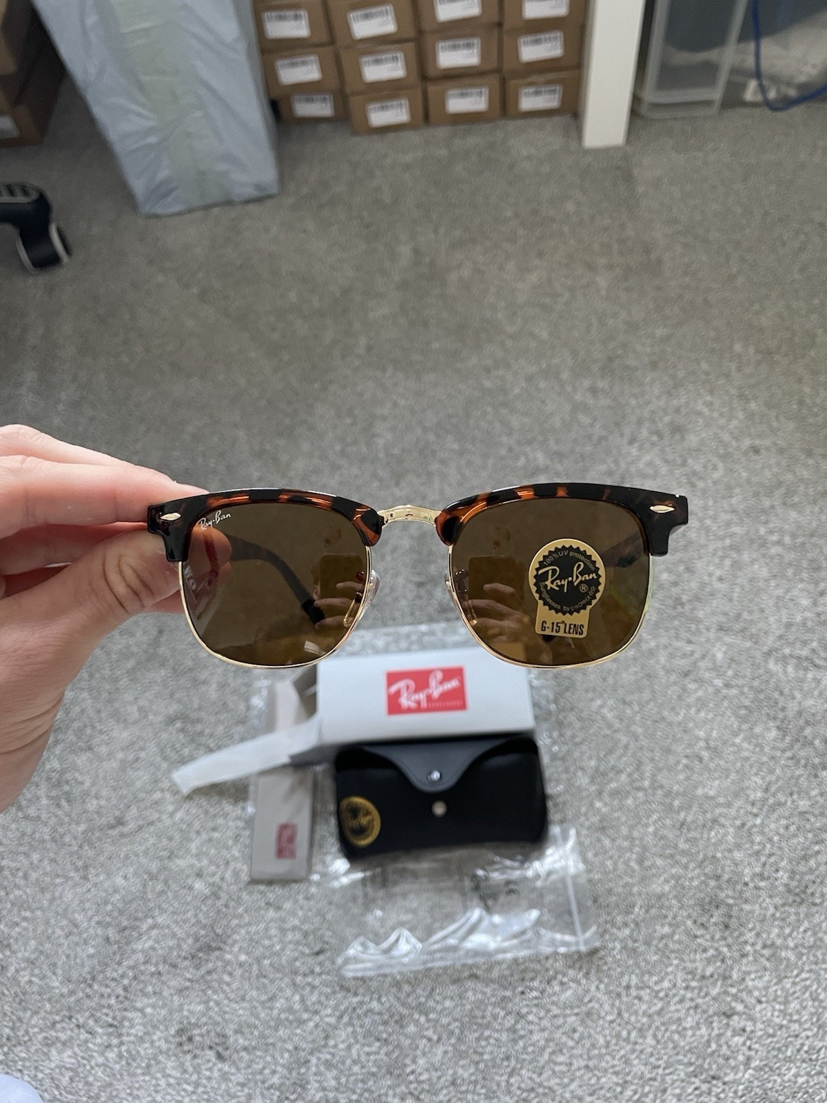 Ray Ban Sunglasses Unisex Pair with Case and Box and Cleaning Cloth