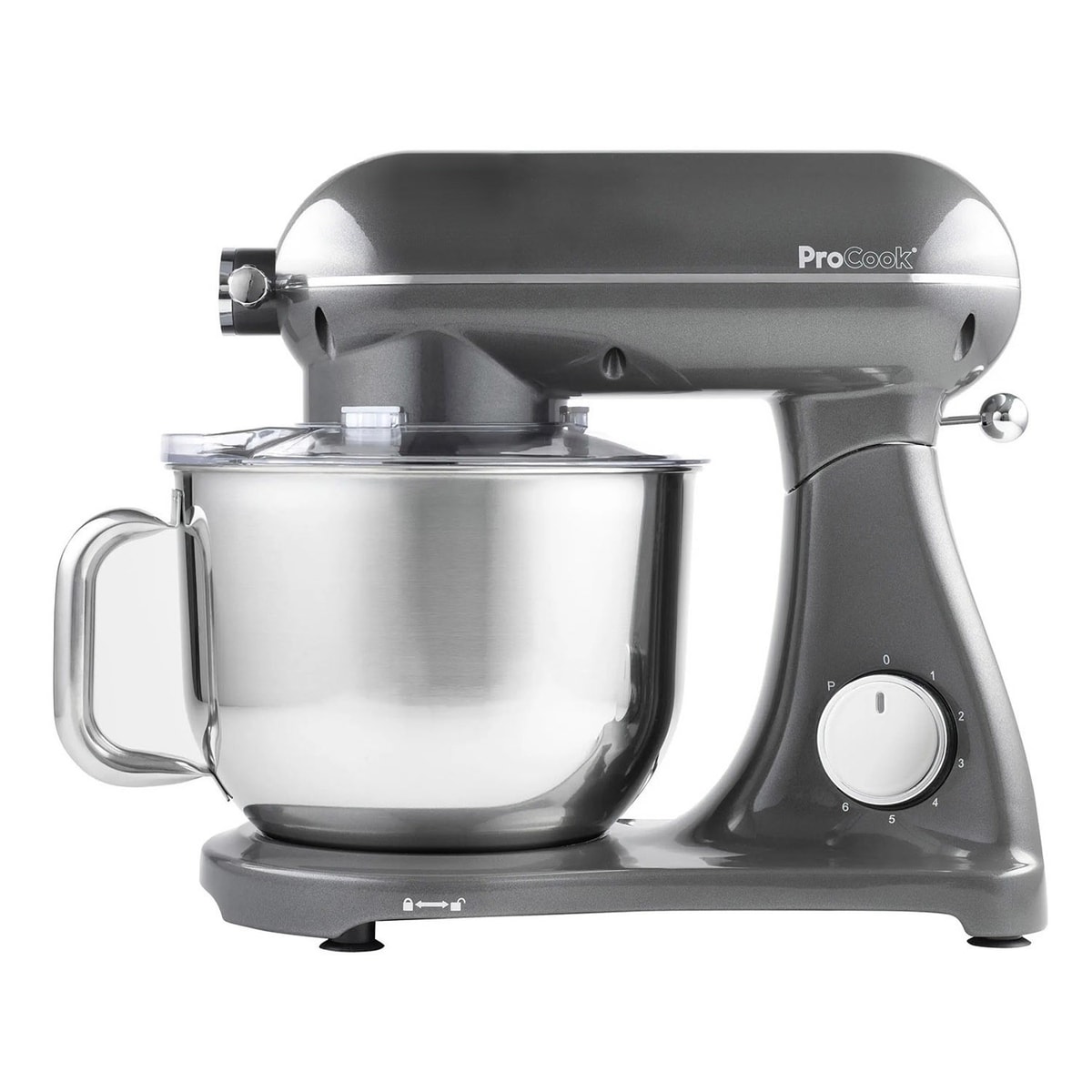 ProCook Stand Mixer 1800W with 6L Mixing Bowl 6 Speed Settings - Gun Metal 9446