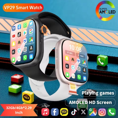 VP29 Smart Watch 5G 4G LTE Unlocked Android GPS WiFi 180° Rotating HDCamera