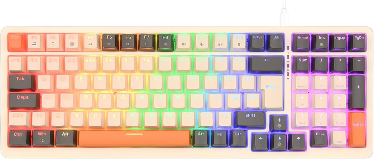 Rii RK909 Wired Mechanical Gaming Keyboard RGB backlit for PC Windows Mac