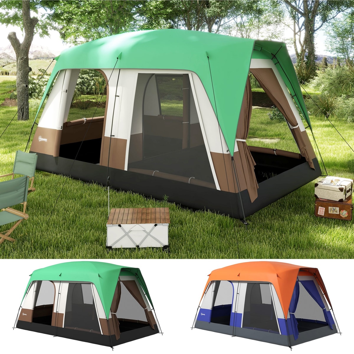 Camping Tent for 7-8 Man w/ Waterproof Rainfly & Screen Panels, Refurbished