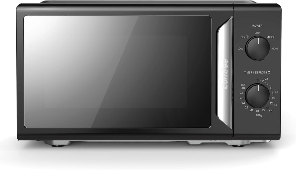 19L 700W Black & Mirror Mini Microwave oven, Compact (Light for small spaces)