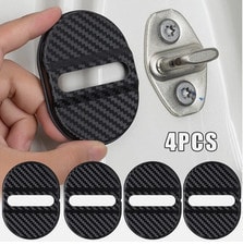 4x Carbon Fibre Car Door Lock Protector Sticker Anti Rust Trim Cover Accessories