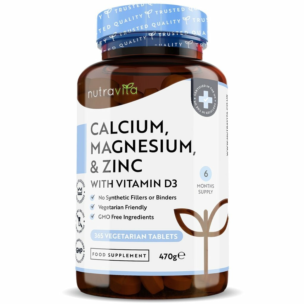 Calcium Magnesium Zinc & Vitamin D3 - 365 Pills - Bone, Osteo Complex Supplement