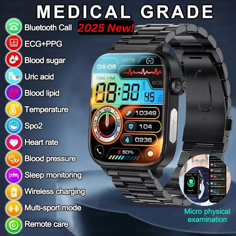 ECG+PPG Medical Grade Smartwatch Bluetooth Call Heart Rate Blood Pressure Body
