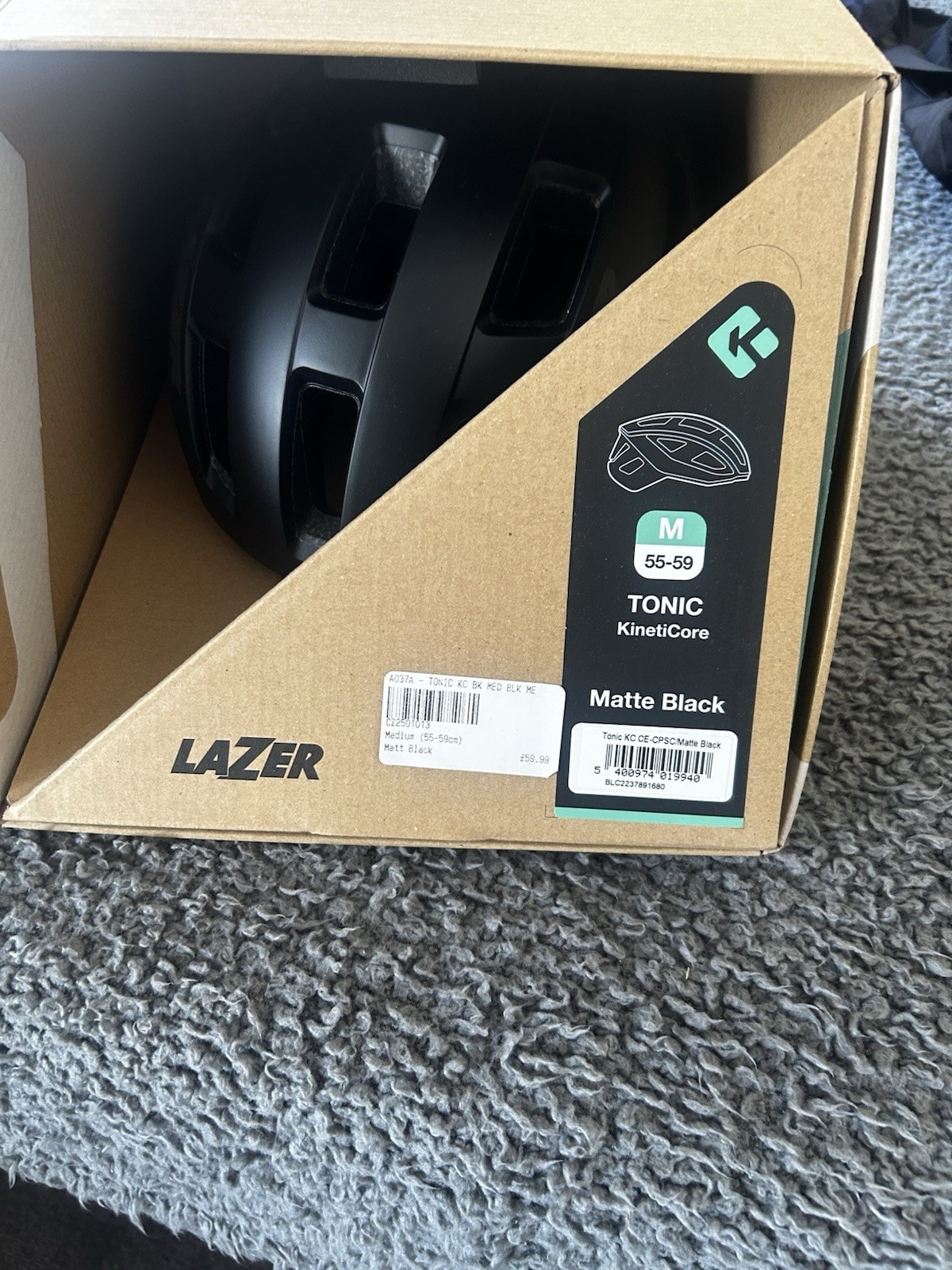Lazer Tonic KinetiCore Road Bike Cycling Helmet - Black - Med 55-59cm - 092-D11