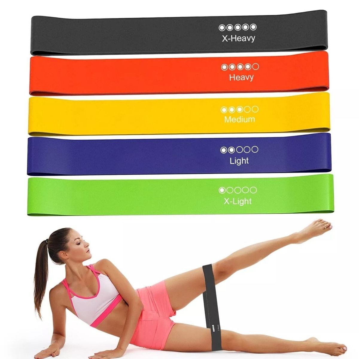 5 x RESISTANCE BANDS SET EXERCISE SPORTS LOOP FITNESS HOME GYM YOGA LATEX BAND