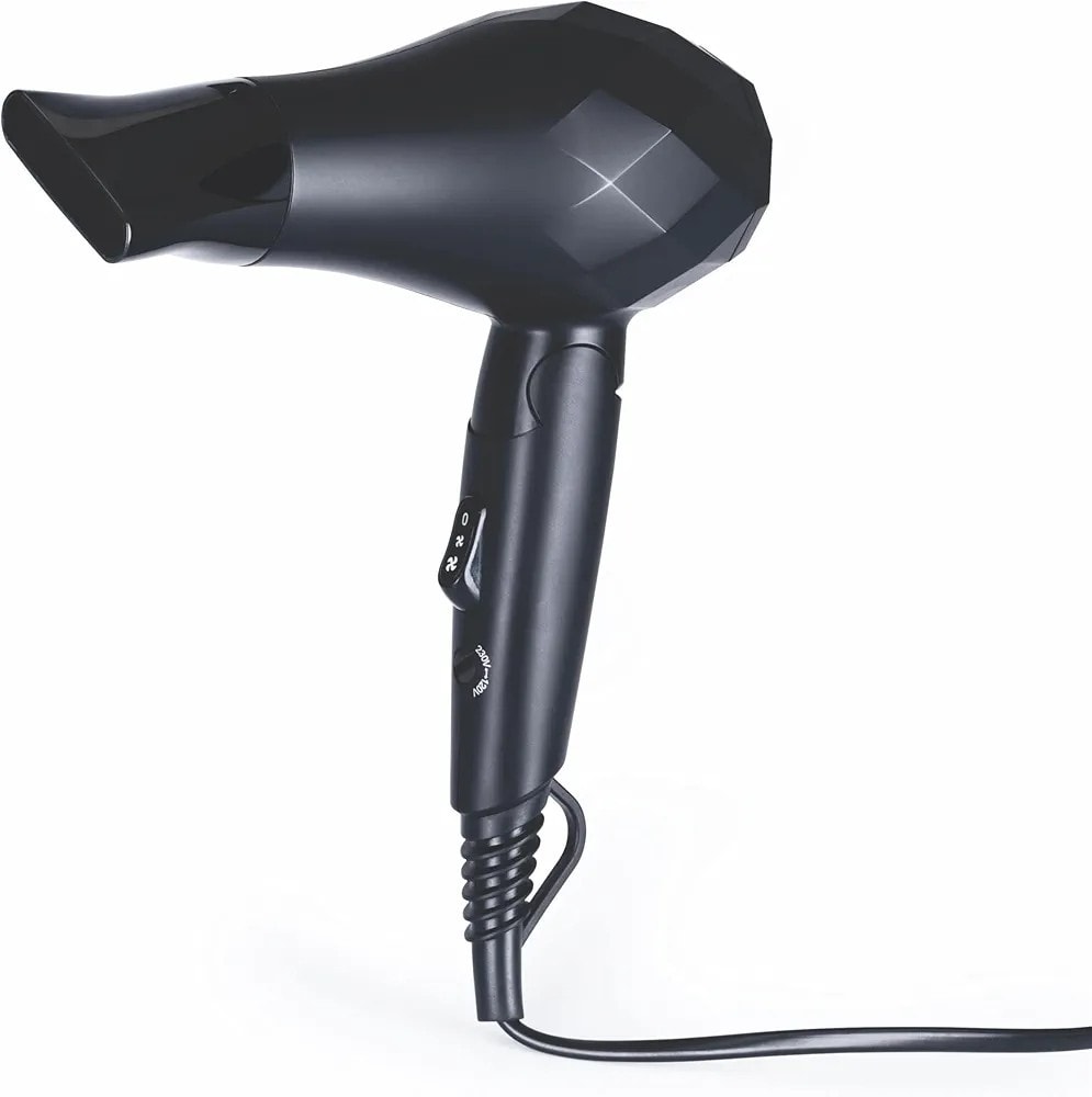 IQNOS Hair Dryer Ceramic Ionic Dual Voltage Travel Lightweight Quick Dry BLACK