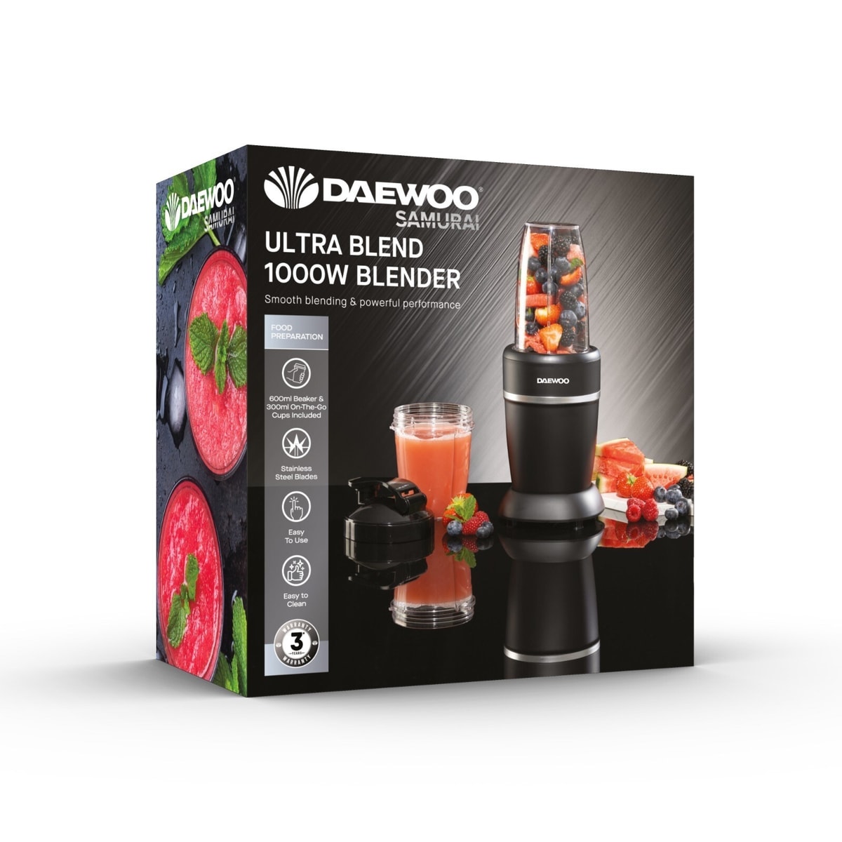 Daewoo 1000W Ultra Blend Blender & Smoothie Maker including 300ml Travel Cup