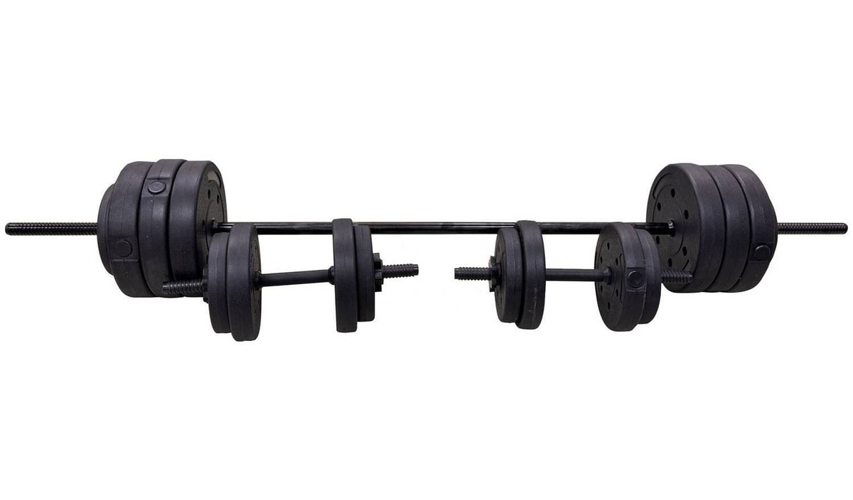 Opti Vinyl Dumbbell and Barbell Set 50kg Home Gym Weight Lifting Fitness